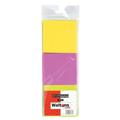 Waltons Primeline Notes Sticky Colour Notes 75mmx75mm 33004 Pack of 3