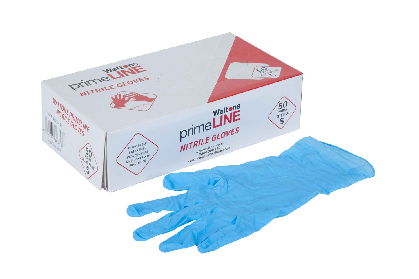 Waltons Primeline Nitrile Gloves (Box 50 Pairs)