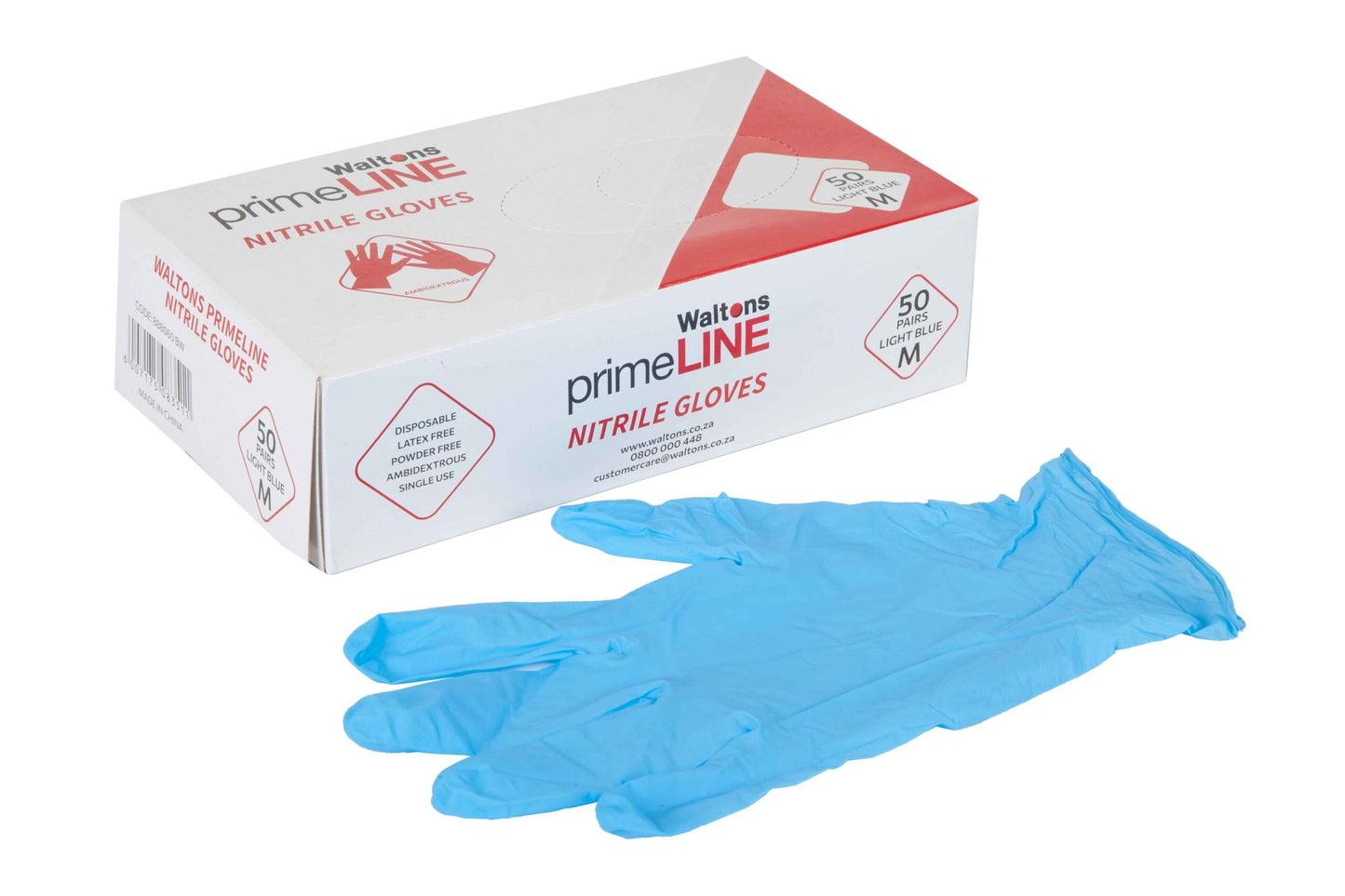 Waltons Primeline Nitrile Gloves (Box 50 Pairs)