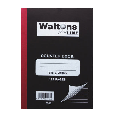 Primeline Hard Cover Counter Book 2 Quire Feint & Margin A4 192 Page W531