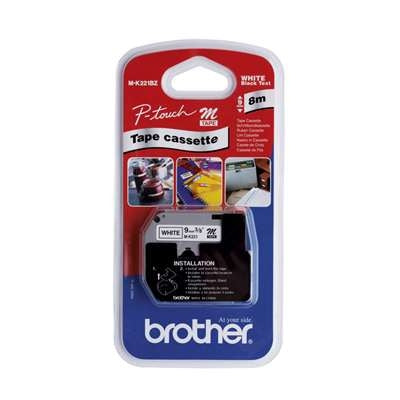 Brother MK-221 P-Touch Labelling Tape Black on White 9mm x 8m