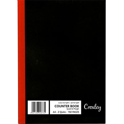 Croxley 2 Quire Hard Cover Counter Book Quad Ruled A4 192 Page JD1612M