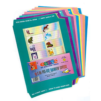 A4 Pre-Cut Book Covers Rainbow Pack of 10