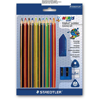Staedtler Noris Triplus Beginner Coloured Pencils + Sharpener Set of 10