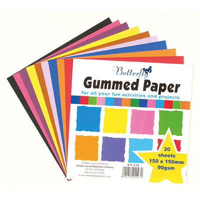 Gummed Paper Squares Assorted Colours 150mmx15mm 20 Sheets