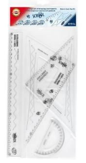 Koh-I-Noor Large Geometry School Set - 30cm Ruler, Set Squares & Protractor