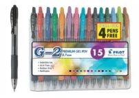 Pilot Retractable Gel Rollerball Fashion Colours 0.7mm G2 Set of 11 + 4