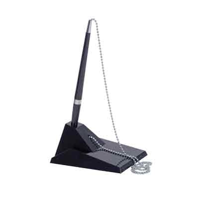 PrimeLine Ballpoint Refillable Black Ballpoint Pen 1.0mm with Chain Desk Set W115