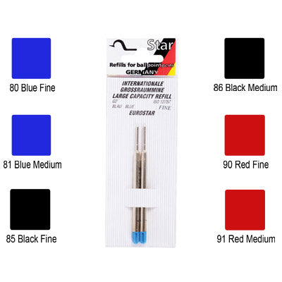 Eurostar Ballpen Refill Carded for Parker Pen - 2 Pack