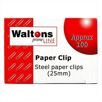 Waltons PrimeLine 25mm Silver Paper Clips W287S Box 100