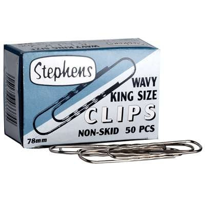 Waltons Primeline 78mm King Wavy Paper Clips Box 50
