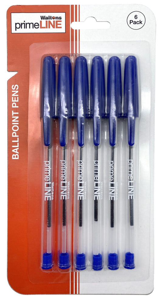 Waltons Primeline Ballpoint Pen Blue WP65 Pack of 6
