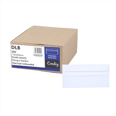 Croxley no window envelopes self seal white DLB 110mm x 220mm box 500 ENB92SEM