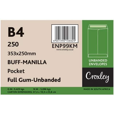 Kingstone no window envelopes self seal manilla B4 250mm x 353mm box 250 ENP99KM