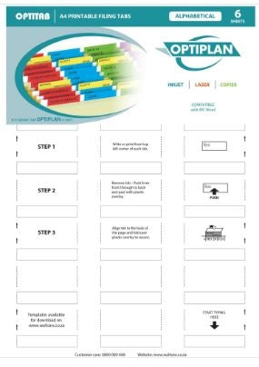 Optiplan Opti Tabs Alpha A4 24up (Pack 144)