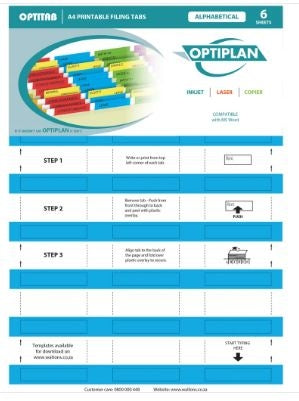 Optiplan Opti Tabs Alpha A4 24up (Pack 144)