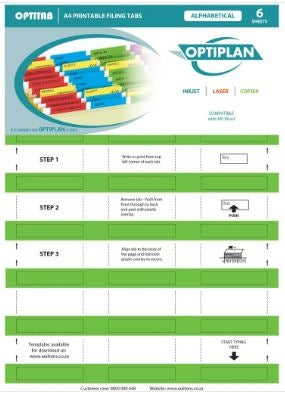 Optiplan Opti Tabs Alpha A4 24up (Pack 144)