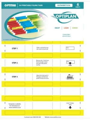 Optiplan Opti Tabs Alpha A4 24up (Pack 144)
