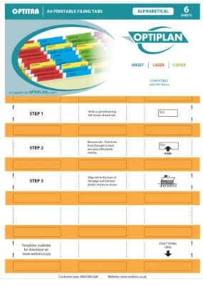 Optiplan Opti Tabs Alpha A4 24up (Pack 144)