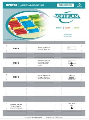 Optiplan Opti Tabs Alpha A4 24up (Pack 144)