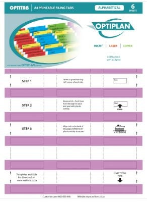 Optiplan Opti Tabs Alpha A4 24up (Pack 144)