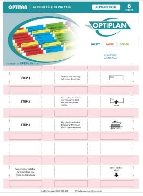 Optiplan Opti Tabs Alpha A4 24up (Pack 144)