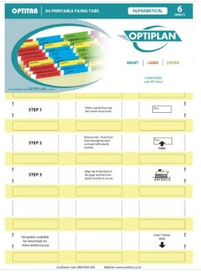 Optiplan Opti Tabs Alpha A4 24up (Pack 144)