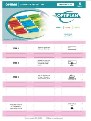 Optiplan Opti Tabs Alpha A4 24up (Pack 144)