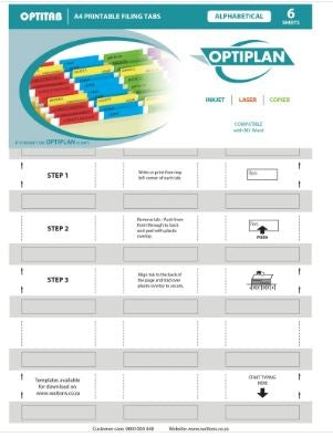 Optiplan Opti Tabs Alpha A4 24up (Pack 144)