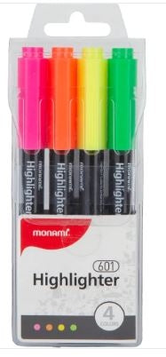 Monami Pen Style Highlighters 601 Neon Colours (Set 4)
