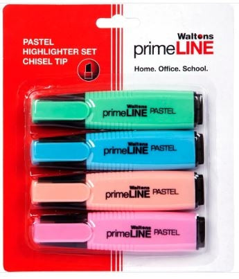 Waltons Primeline Highlighter Pastel Assorted WP22 Set of 4