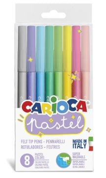 Carioca Pastel Felt Tip Pens Plastic Box 43032 (Set 8)
