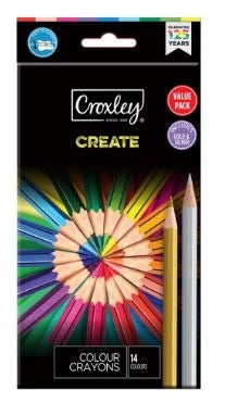 Croxley Create Wood Free Pencil Crayons + Gold & Silver Set of 14