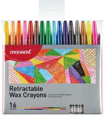 Monami Wax Crayons Retractable Assorted (Pack 16)