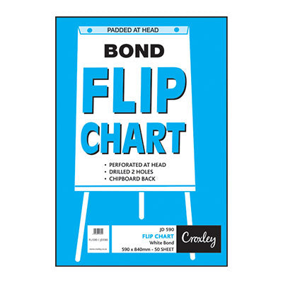 Flipchart Pad A1 Bond 58gsm Punched/Perforated JD590/BA2102