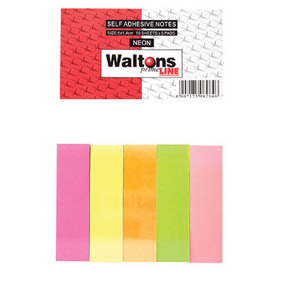 Waltons Primeline Notes Flag Self Adhesive Neon 5 Piece 50mmx14mm 40437