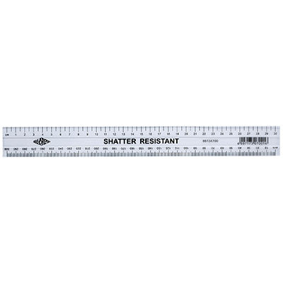 Waltons Primeline Shatter Resistant Clear Ruler 30cm