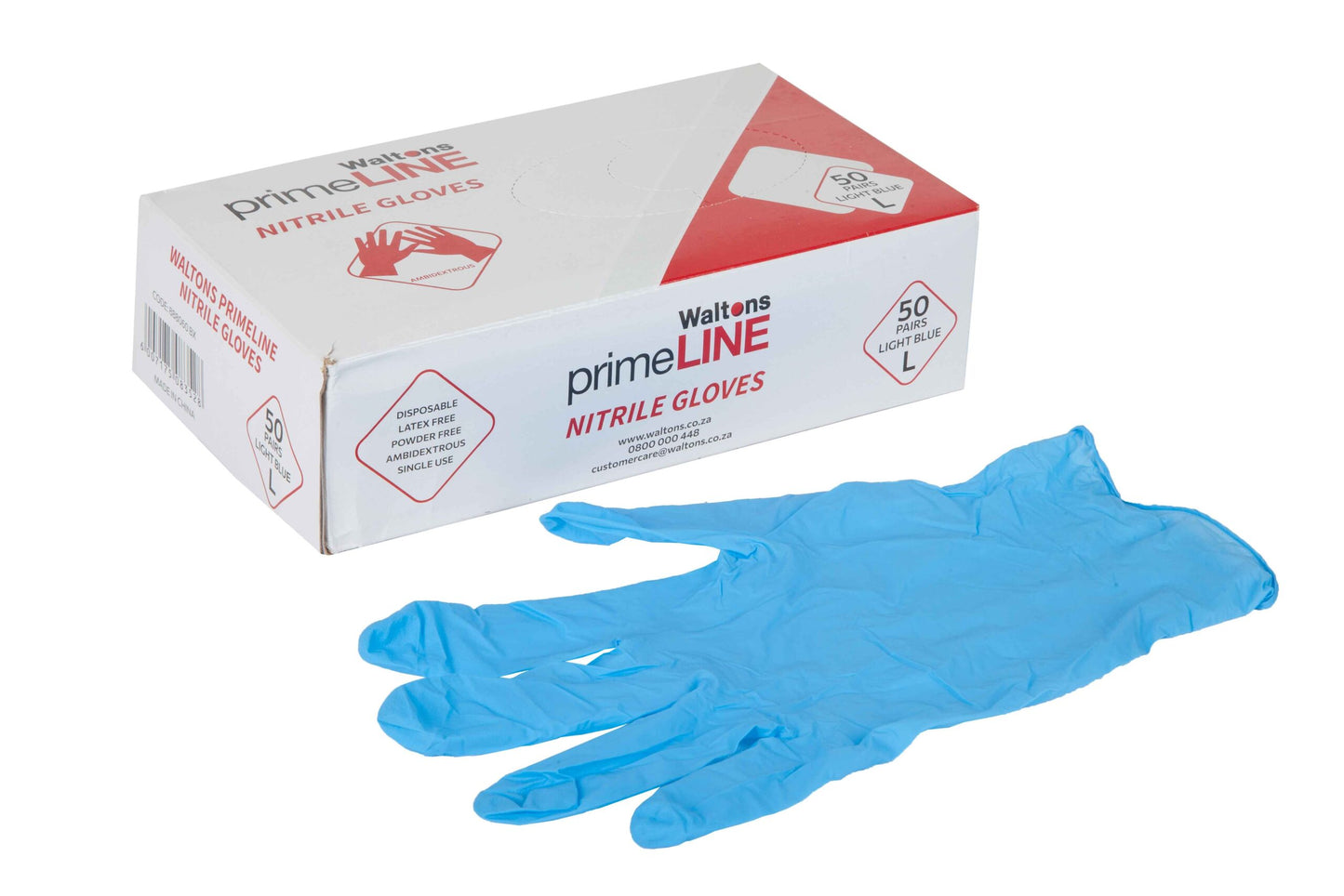 Waltons Primeline Nitrile Gloves (Box 50 Pairs)