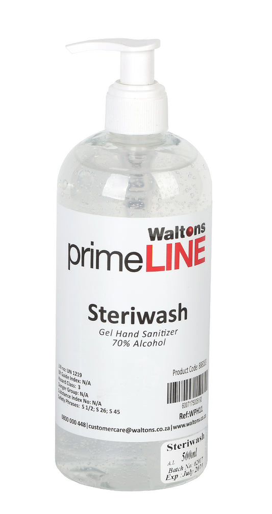 Waltons Primeline 70% Alcohol Based Hand Gel Sanitiser 500ml WPH11