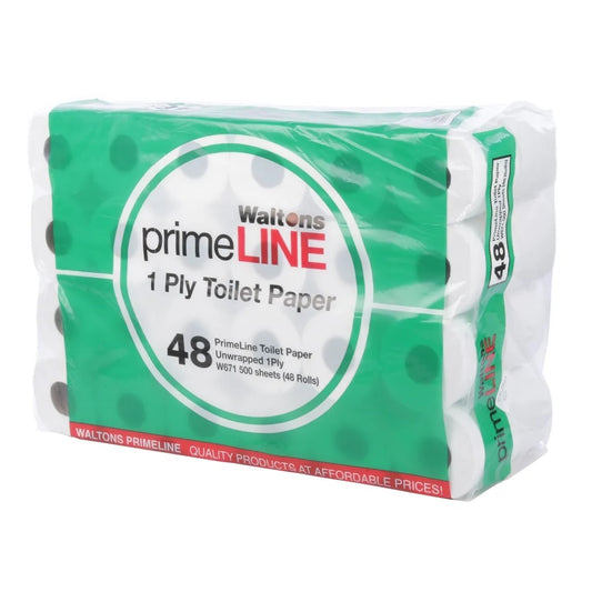 Primeline Toilet Paper Unwrapped 1 Ply W671/LP5159 (48 Rolls)